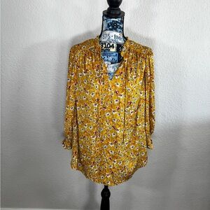 Carolina Belle Mustard Floral Blouse